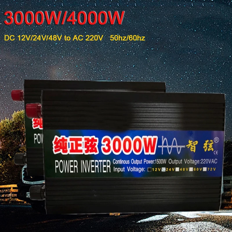 Pure Sine Wave Inverter DC 12V 24V to AC 220V 50HZ 110V 60HZ Car Home 3000W 4000W Voltage Transformer Converter Power Inverters
Pure Sine Wave Inverter DC 12V 24V to AC 220V 50HZ 110V 60HZ Car Home 3000W 4000W Voltage Transformer Converter Power Inverters