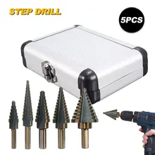 5PCS Step Drill Bit Set High-speed Steel Reaming Hole 50 Size with Aluminum Case Perforating Tools for Wood Step Cone Drill New
5PCS Step Drill Bit Set High-speed Steel Reaming Hole 50 Size with Aluminum Case Perforating Tools for Wood Step Cone Drill New