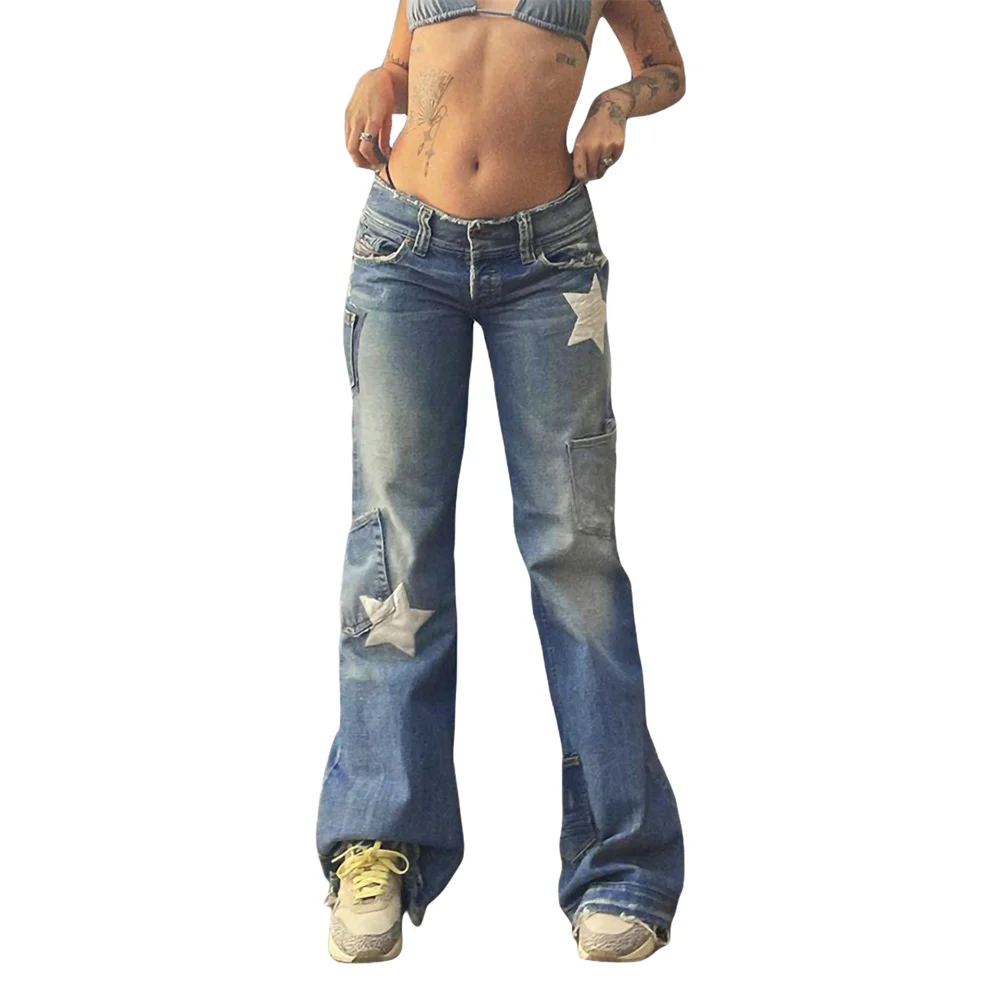 Hirigin Female Star Patterns Vintage High Waist Long Straight-Leg Jeans with Pockets for Spring Fall, Blue, S/M/L
Hirigin Female Star Patterns Vintage High Waist Long Straight-Leg Jeans with Pockets for Spring Fall, Blue, S/M/L