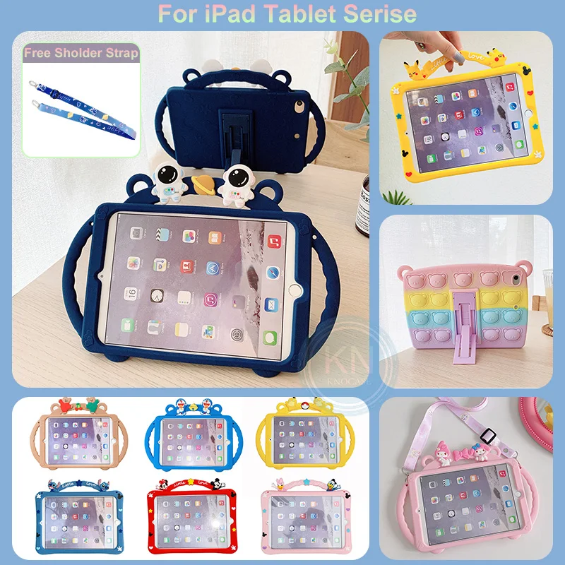 

For iPad Mini 1 2 3 4 5 6 iPad 2 3 4 5 6 7 8 9 10th Gen Air Air2 Air3 10.5 Air4 Air5 Pro 11 10.2 2021 Kids Silicone Cartoon Case