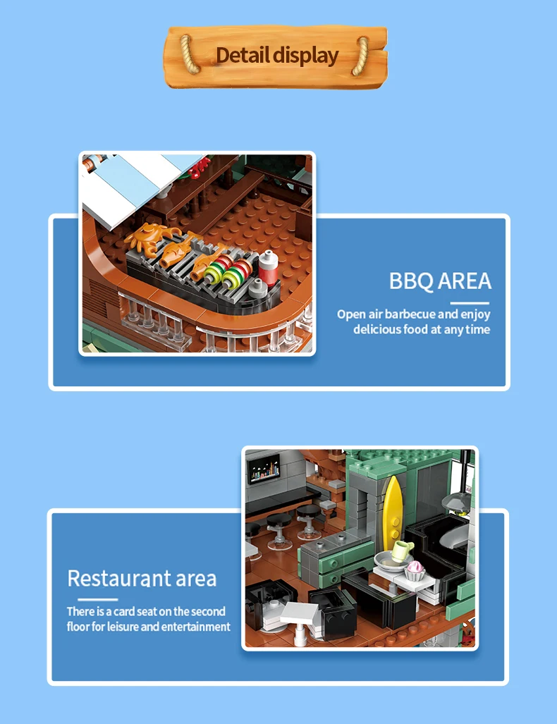 2096PCS Harbor Restaurant Building Blocks Seaside Street View House Construction MOC Bricks Toys Children's Christmas Gifts 2096PCS Harbor Restaurant Building Blocks Seaside Street View House Construction MOC Bricks Toys Children's Christmas Gifts