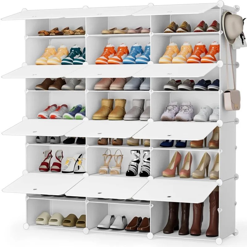 

Shoe Storage Cabinet, 48 Pairs Shoe Rack 3 By 8 Tier Shoe Organizer Space Saving Storage for Closet Hallway Living Room