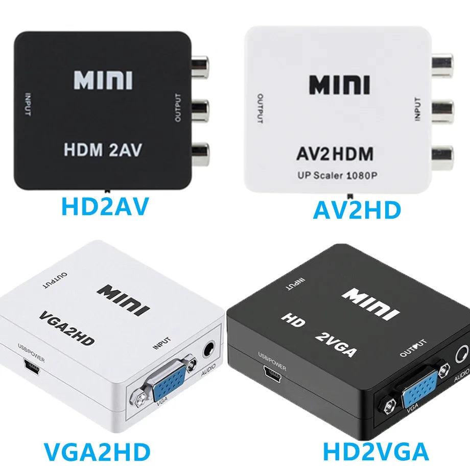HDMI-compatible TO AV Converter AV/CVSB L/R Video Box HD 1080P AV2HD Support NTSC PAL Output To VGA | Электроника