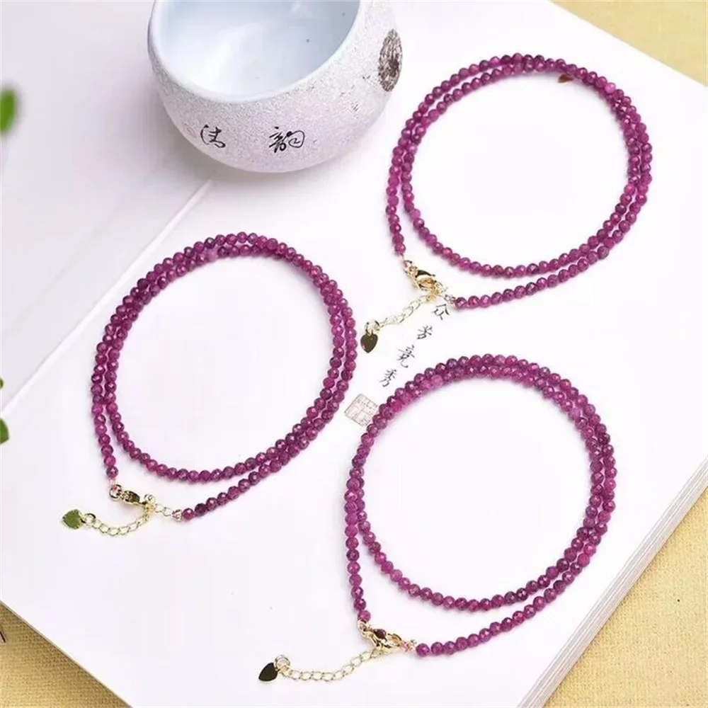 

Natural Stone 3mm Faceted Strawberry Crystal Bead Clavicular Necklace Women in Exquisite Choker Noble Leisure Evening Jewelry