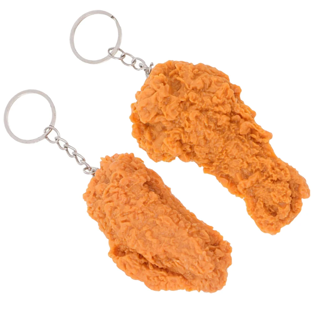 

Chicken Leg Wing Pendant Cooked Key Ring Fake Food Keyring Fried Keychain Chains Women Backpack
