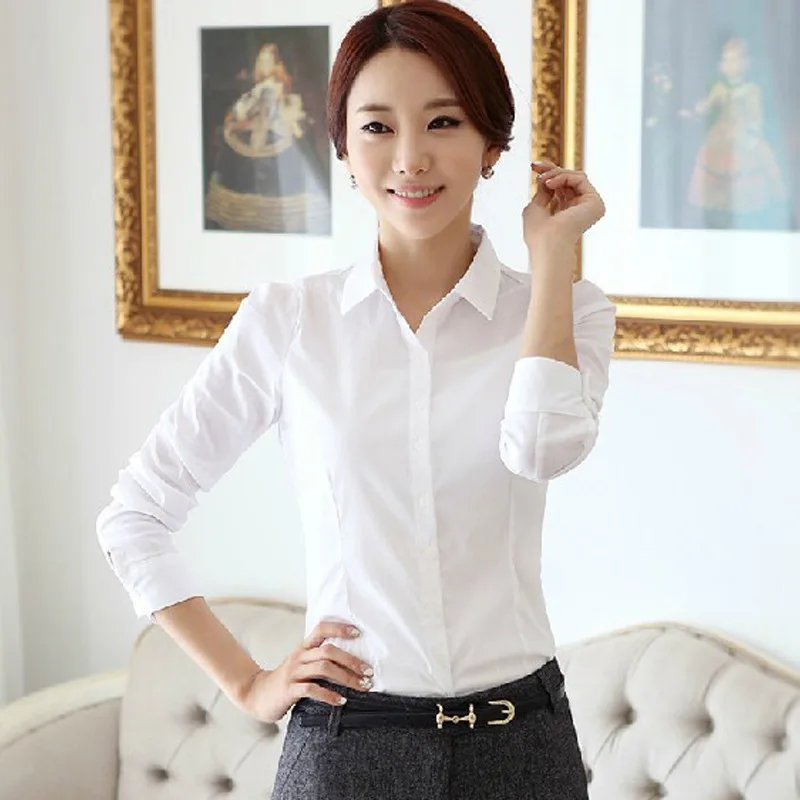2023 Spring Korean Women's Shirt White Shirt Student Professional Women's Long Sleeve Backing Solid Color Polo Neck Shirt
2023 Spring Korean Women's Shirt White Shirt Student Professional Women's Long Sleeve Backing Solid Color Polo Neck Shirt