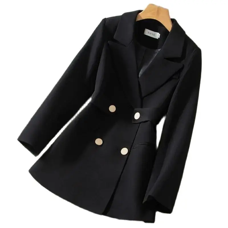 

Женский двубортный Блейзер, приталенный черный или белый пиджак, верхняя одежда, весна-осень 2024