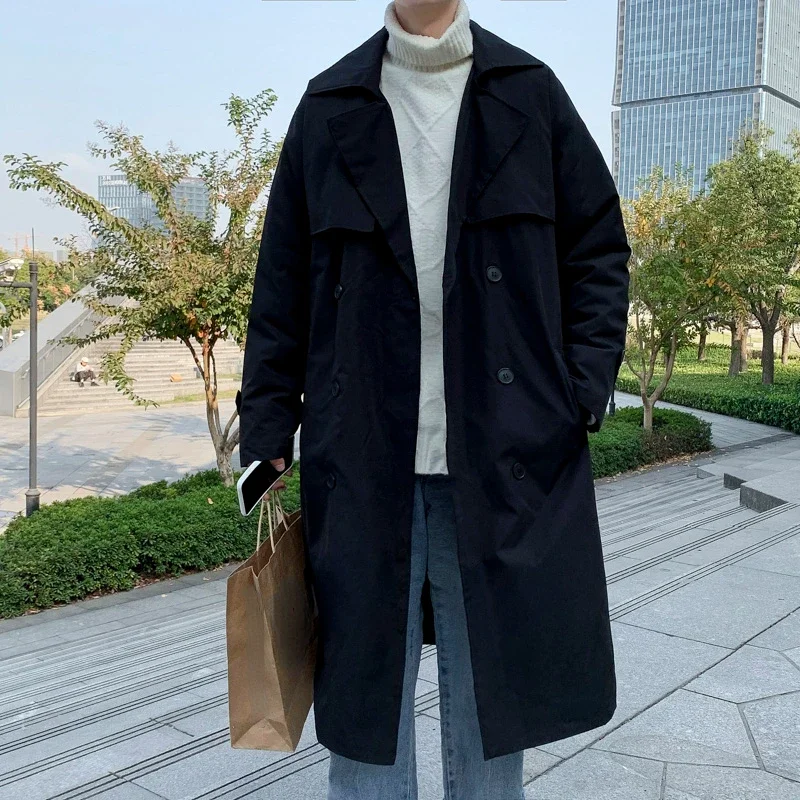 

Trench Men Autumn Gentle Fashion Streetwear Handsome Tooling Baggy Ulzzang Casual Clothing Japanese Stylish Windproof Male Ins