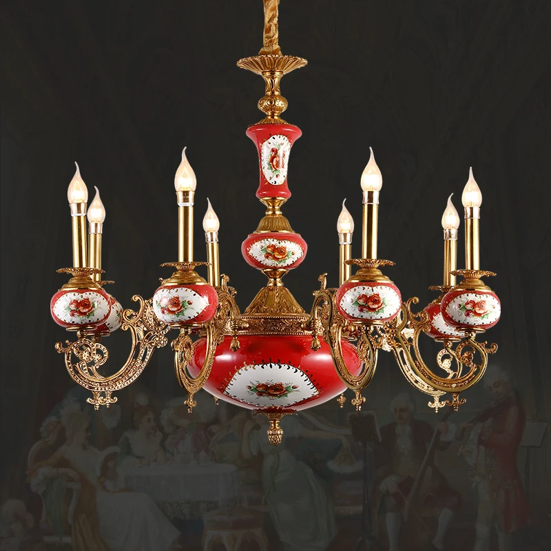 French Classic Royal Copper Ceramic Chandelier Home Deco Hotel Villa Luxury Pendant Lamp European Pastoral Brass Light
French Classic Royal Copper Ceramic Chandelier Home Deco Hotel Villa Luxury Pendant Lamp European Pastoral Brass Light