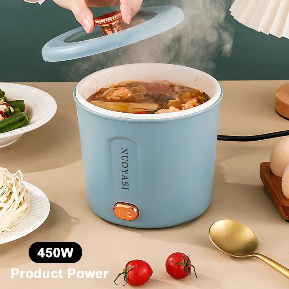 Marmite électrique portable antiarina, mini cuiseur à ramen, cuiseur à nouilles en rine, adapté pour les voyages, le dortoir et le bureau, 1L, 450W 2