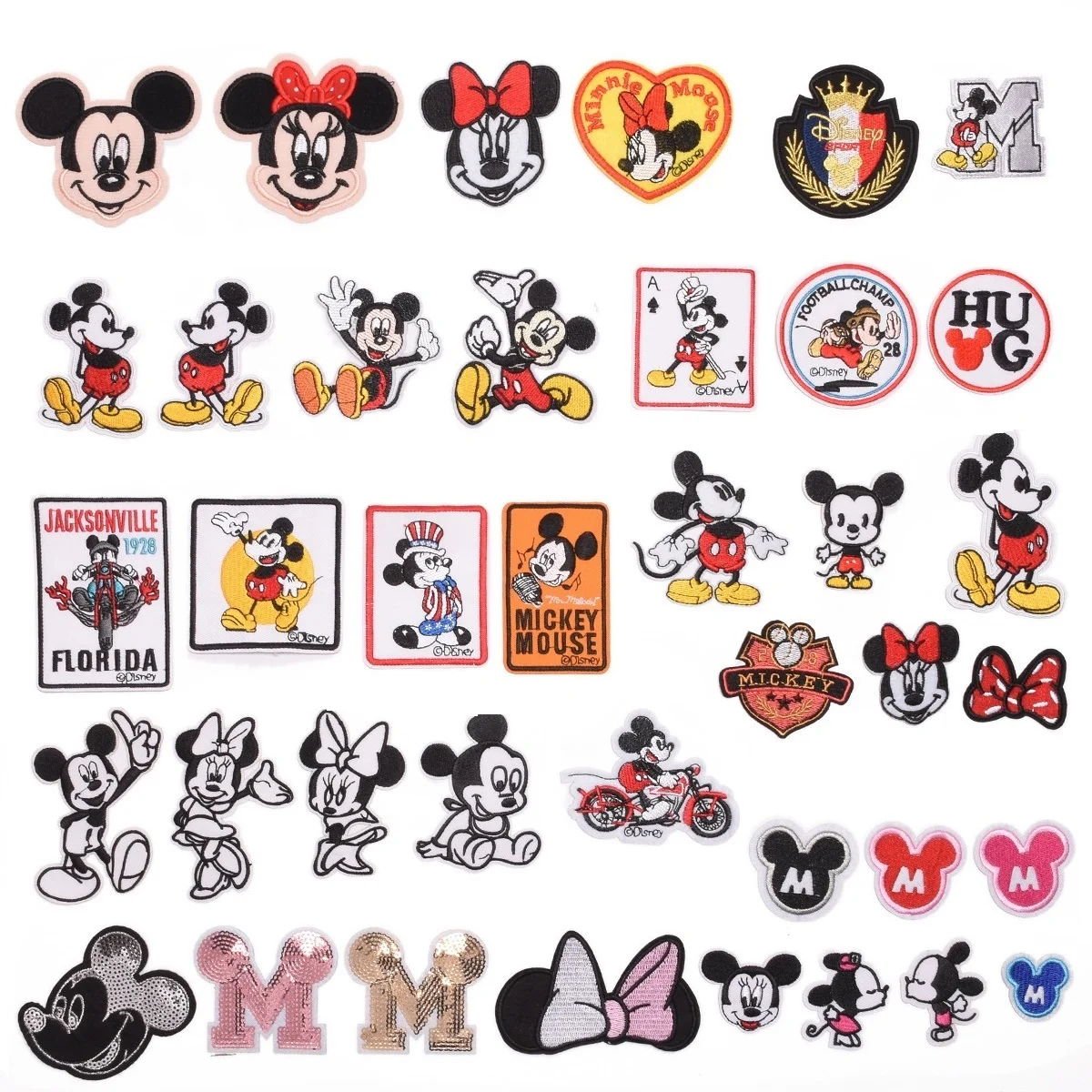 

39Pcs Cartoon Mickey Mouse Patches Minnie DIY Apparel Iron on Embroidered Patches for Sew Decor child Clothes Jeans Applique