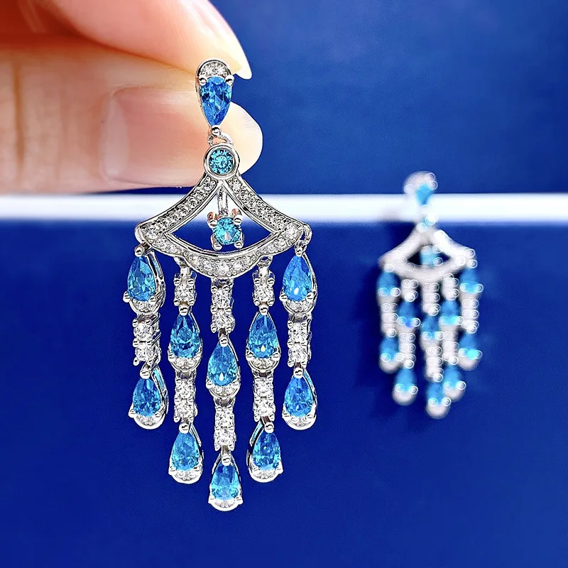 100% 925 Sterling Silver Jewelry New Series Fan Tassel Earrings Full Of High Carbon Diamond 3*5 Drop-type Drop Earring Jewelry
100% 925 Sterling Silver Jewelry New Series Fan Tassel Earrings Full Of High Carbon Diamond 3*5 Drop-type Drop Earring Jewelry