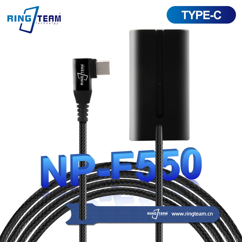 

Braided Cable TYPE-C USBC PD Right Angled to NP F550 DC Coupler NP-F Dummy Battery for Sony NP-F970 F960 F750 F550 Full Decoded