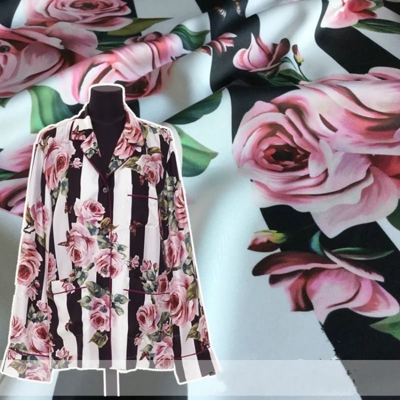 Luxury brand rose print imitation silk stretch satin fabric 100% polyester soft garment shirt fabric cloth for dress by the mete
Luxury brand rose print imitation silk stretch satin fabric 100% polyester soft garment shirt fabric cloth for dress by the mete