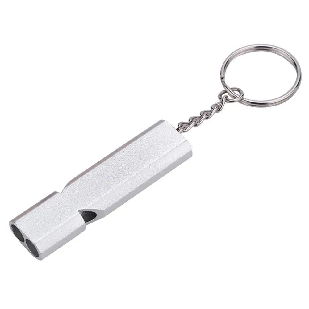 

120db Outdoor Survival SOS Whistle Aluminum Camping Hiking Keychain Portable Dual-tube Survival Whistle Camping Parts