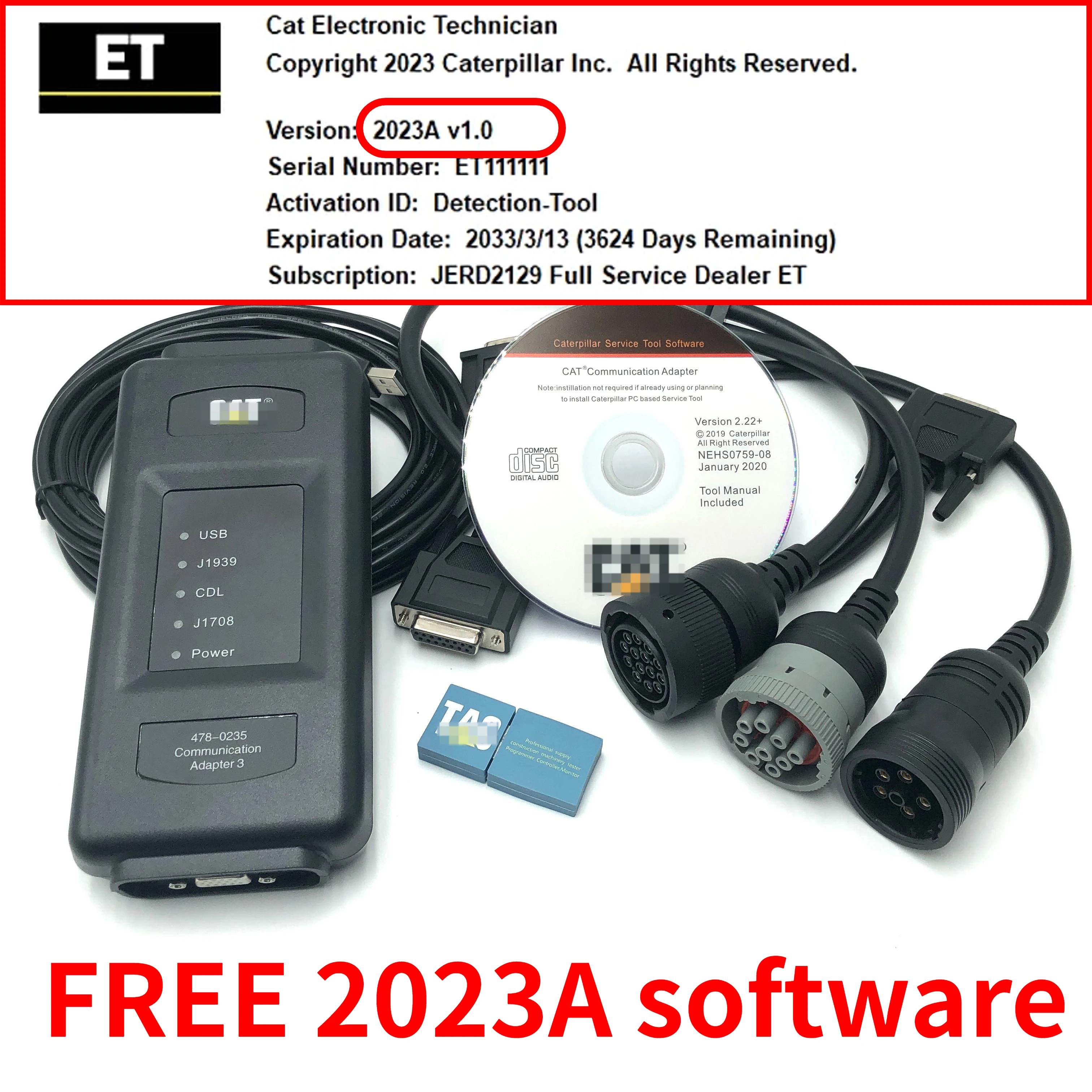 

478-0235 538-5051 ET4 ET 4 Communication Adapter 3 2023A 2019C Diagnostic Tester Tool for Caterpillar CAT Truck Excavator