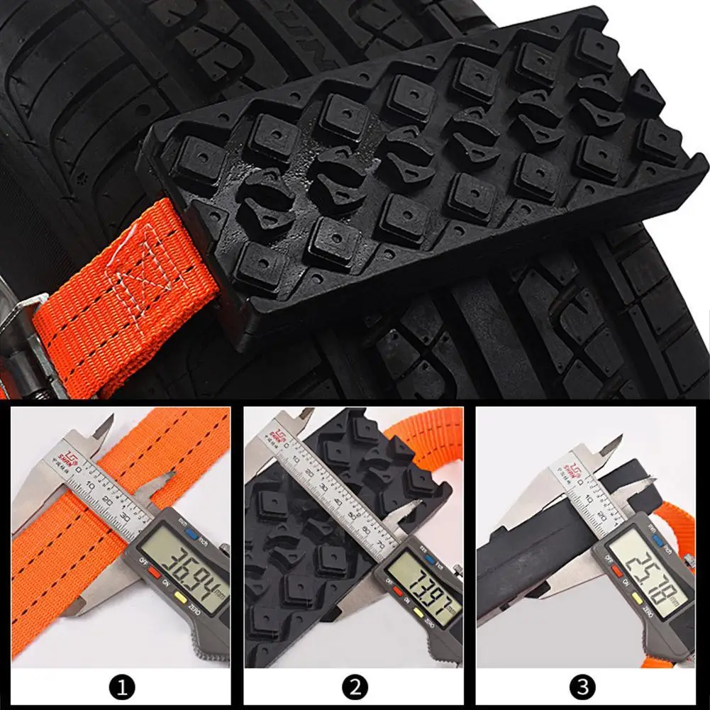 

1pcs Durable Anti-skid Chains Straps Pu Anti-skid Car Traction With Emergency Tire Sand Blocks Mud Wheels Bag C6w1