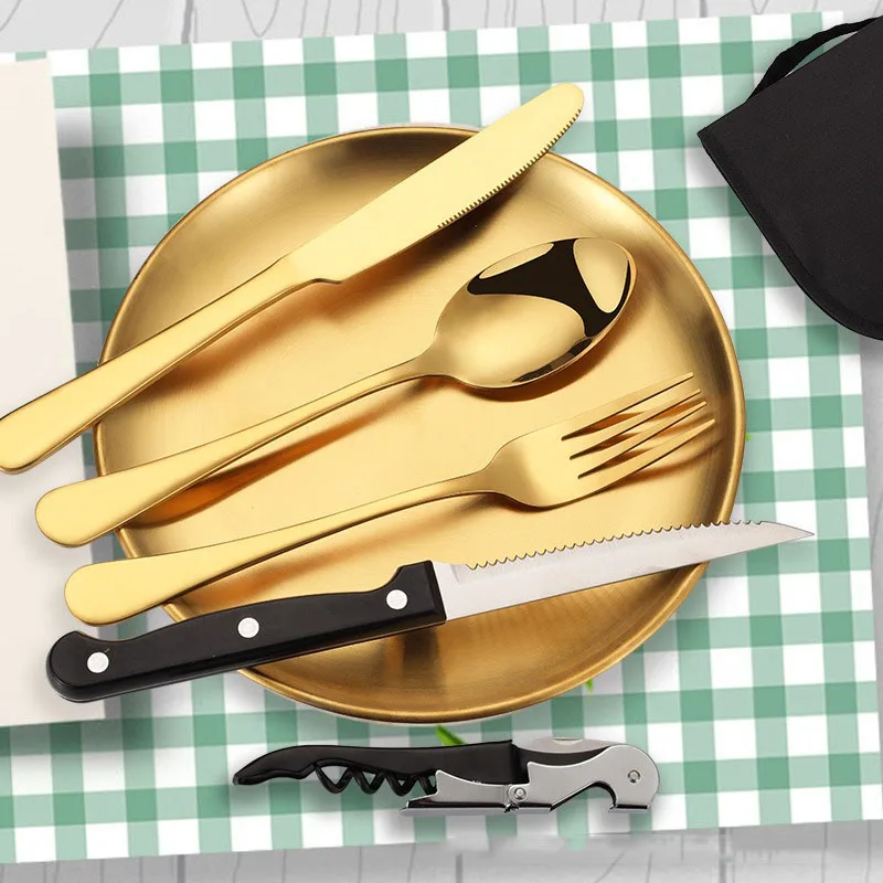 Portable Outdoor Stainless Steel Cutlery Knife Fork Spoon Sets Western Steak Knife Plate Tableware Picnic Travel Cutlery Set
Portable Outdoor Stainless Steel Cutlery Knife Fork Spoon Sets Western Steak Knife Plate Tableware Picnic Travel Cutlery Set