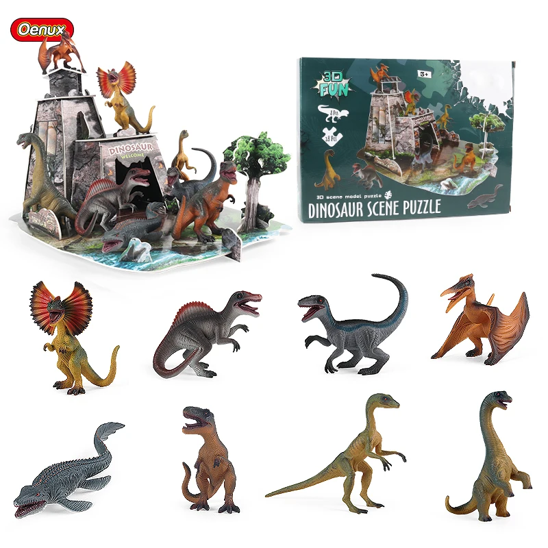 

Oenux Jurassic Dinosaur Scenes Set Animals Jouet With Box T-Rex Pterosaur Dilophosaurus Model Action Figures Decor Toy Kid Gift