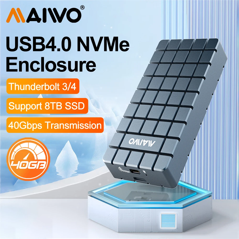 

MAIWO 40Gbps USB 4.0 NVME M2 SSD Case Aluminum Compatible With Thunderbolt 4/3 M.2 Type-c 4.0 8TB Solid External Hard Drive Case