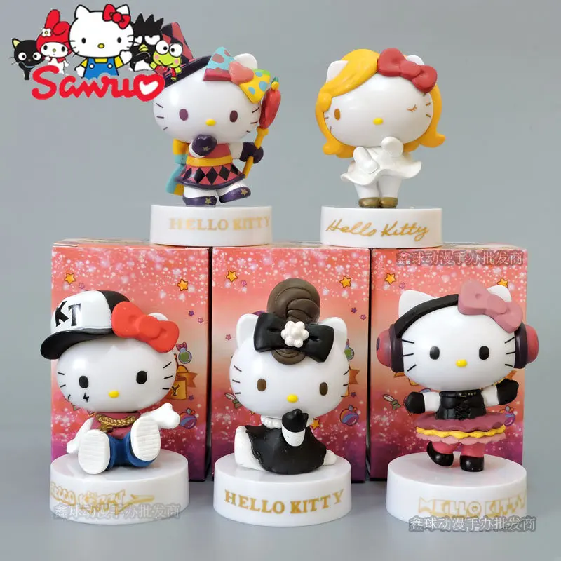 

Cartoon Anime MINISO Hello Kitty Office Doll Table Ornament Cake Decoration Kawaii Cartoon PVC Action Figure Doll for Kid 8-9CM