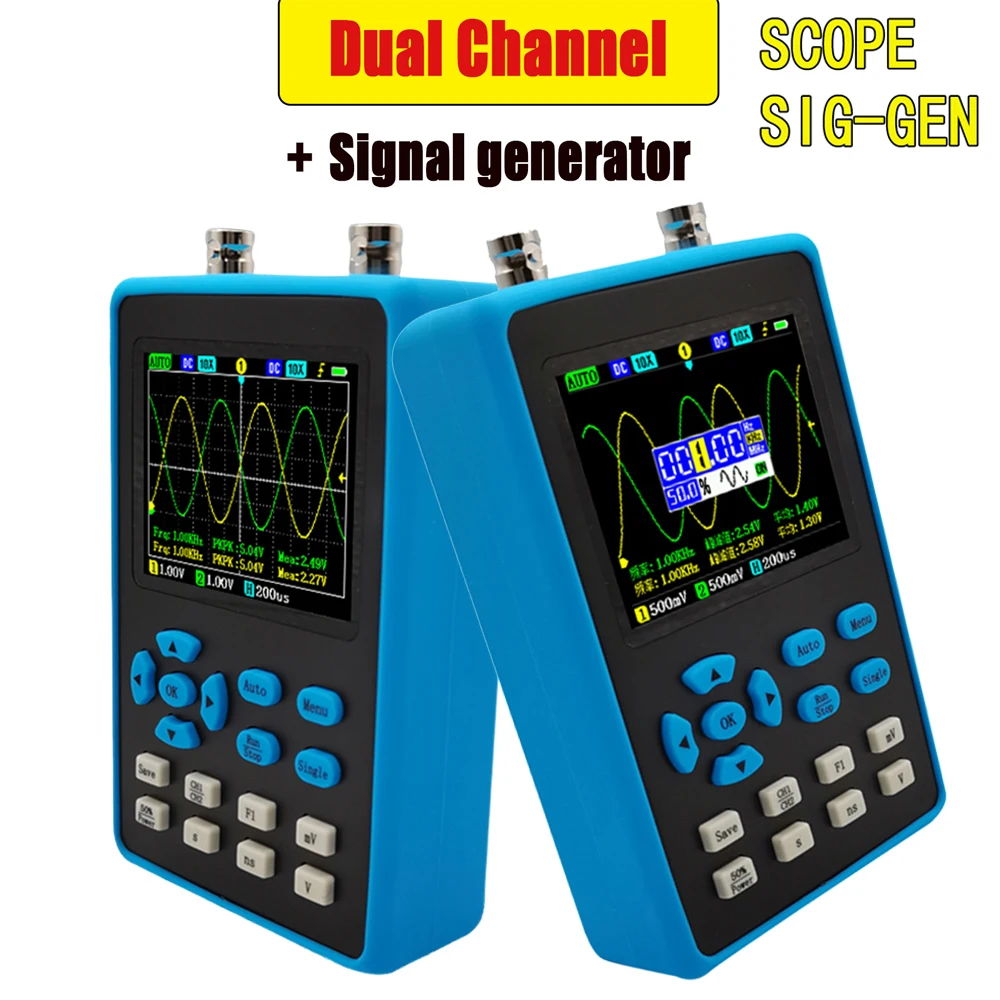 DSO2512G 2.8" 120M Bandwidth 500MSa/s 2 In 1 Dual Channel Oscilloscope 10mV Minimum Vertical Sensitivity FFT Spectrum Analysis
DSO2512G 2.8" 120M Bandwidth 500MSa/s 2 In 1 Dual Channel Oscilloscope 10mV Minimum Vertical Sensitivity FFT Spectrum Analysis