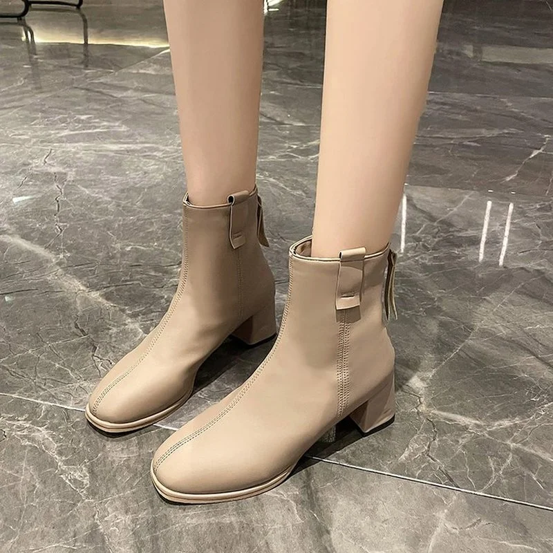 

35-40 Autumn Shoes for Women Boots Ladies 2022 New High Heels Luxury Woman Boot Female Winter Wedge Clearance Offers Black Khaki