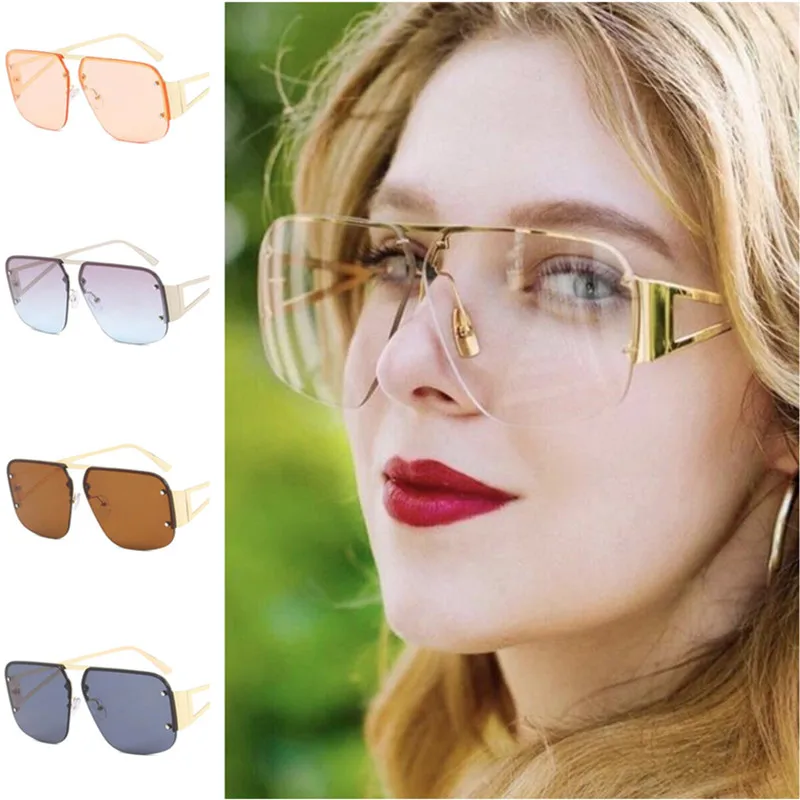 

Fashion Sunglasses Unisex Semi-Rimless Sun Glasses Anti-UV Spectacles Personality Single Beam Eyeglasses Retro Google