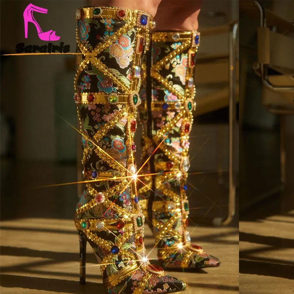 Thin High Heels Women Boots Autumn Winter 2023 New Fashion Ethic Style Sexy Rhinestones Design Knee High Boots High Quality Boot
Thin High Heels Women Boots Autumn Winter 2023 New Fashion Ethic Style Sexy Rhinestones Design Knee High Boots High Quality Boot