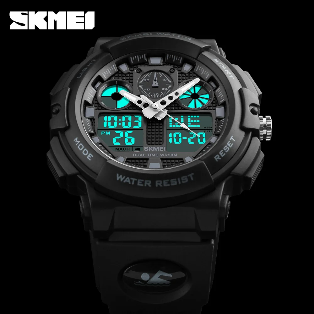 

SKMEI 1270 Men Digital Double Time Chronograph Watches 50M Watwrproof Week Display Wristwatches Relogio Masculino Sports Watch