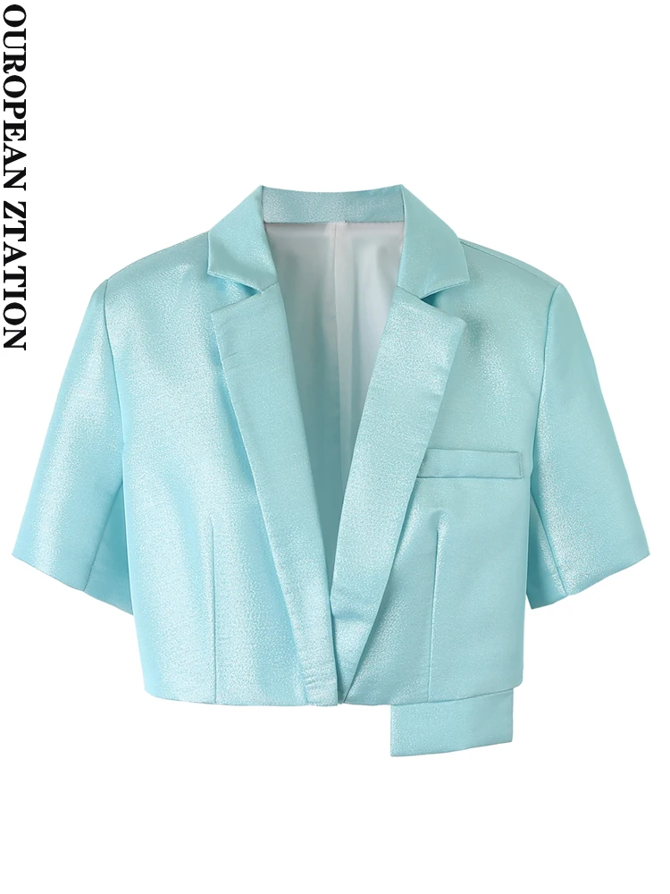 PAILETE Women 2023 fashion cropped linen blazer coat vintage short sleeve hidden button female outerwear chic tops
PAILETE Women 2023 fashion cropped linen blazer coat vintage short sleeve hidden button female outerwear chic tops