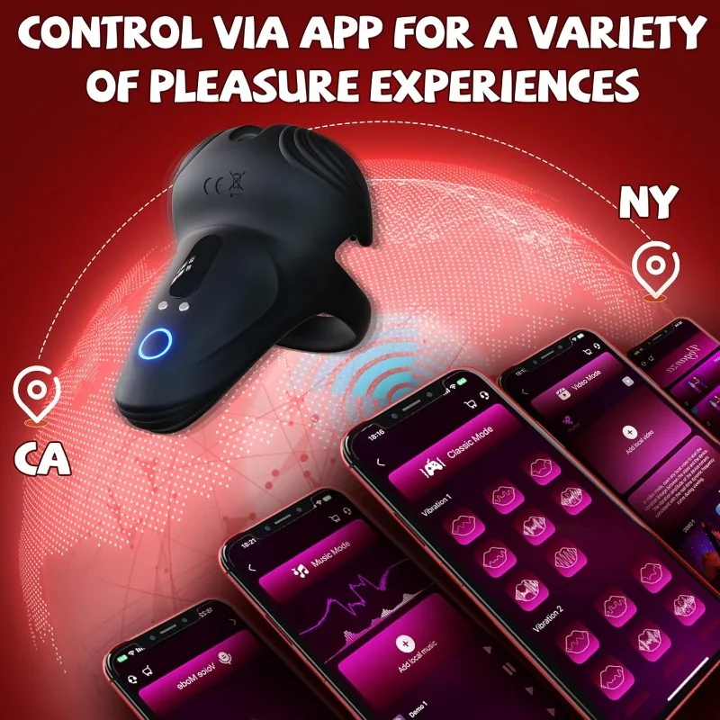 Vibrating Cock Ring Sex Toys for Men Penis Ring Vibrator with 10 Vibrations APP Control Male Sex Toy for Men Couple Vibrating Cock Ring Sex Toys for Men Penis Ring Vibrator with 10 Vibrations APP Control Male Sex Toy for Men Couple