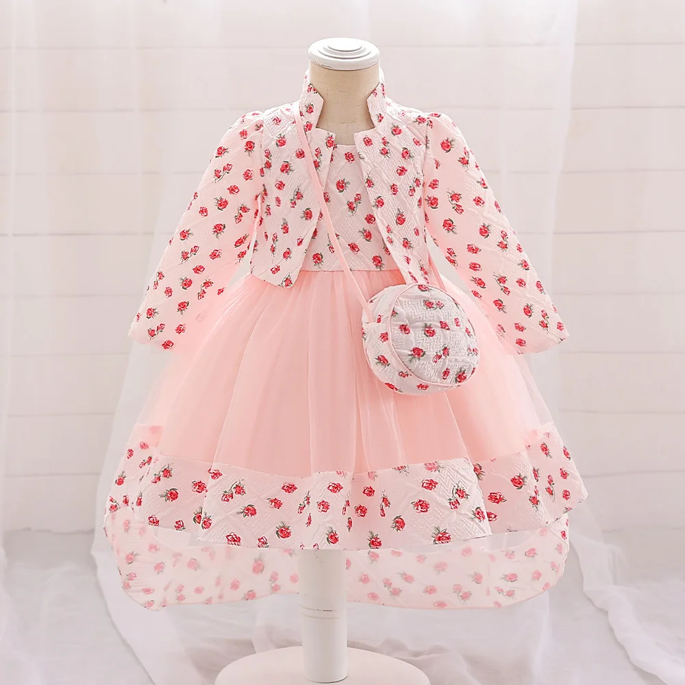 3 Pcs Set Girl Kid's Dress With Bag Rose Floral Princess Infant Dress Gown Trailing Long Sleeve Baby Clothes 0 to 12 24 Months
3 Pcs Set Girl Kid's Dress With Bag Rose Floral Princess Infant Dress Gown Trailing Long Sleeve Baby Clothes 0 to 12 24 Months