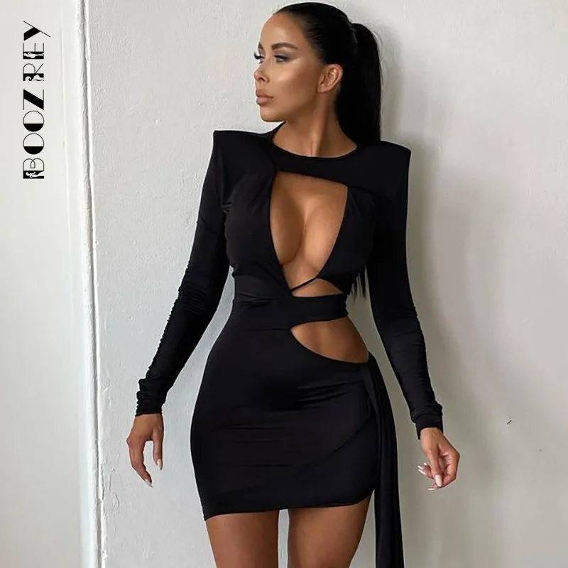 BoozRey Black Long Sleeve Shoulder Pads Mini Dress Women O Neck Y2k Hollow Out Bodycon Dress Sexy Party Club Outfits 2021
BoozRey Black Long Sleeve Shoulder Pads Mini Dress Women O Neck Y2k Hollow Out Bodycon Dress Sexy Party Club Outfits 2021