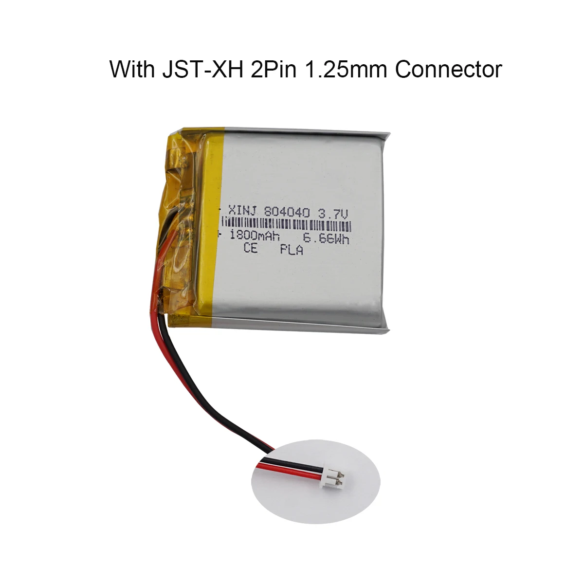 

3.7V 1800mAh 6.66Wh 804040 Polymer Li Lithium Lipo Rechargeable Battery JST 2Pin 1.25mm Connector For GPS DashCam LED Tablet PC