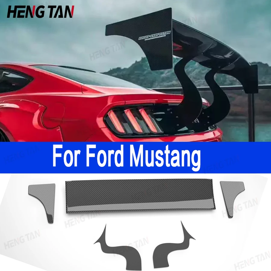 

Robots Style High quality real carbon fiber Spoiler For Ford Mustang 2015+ GT Rear Trunk Spoiler Lip Guide Wing Lip Rear Wing