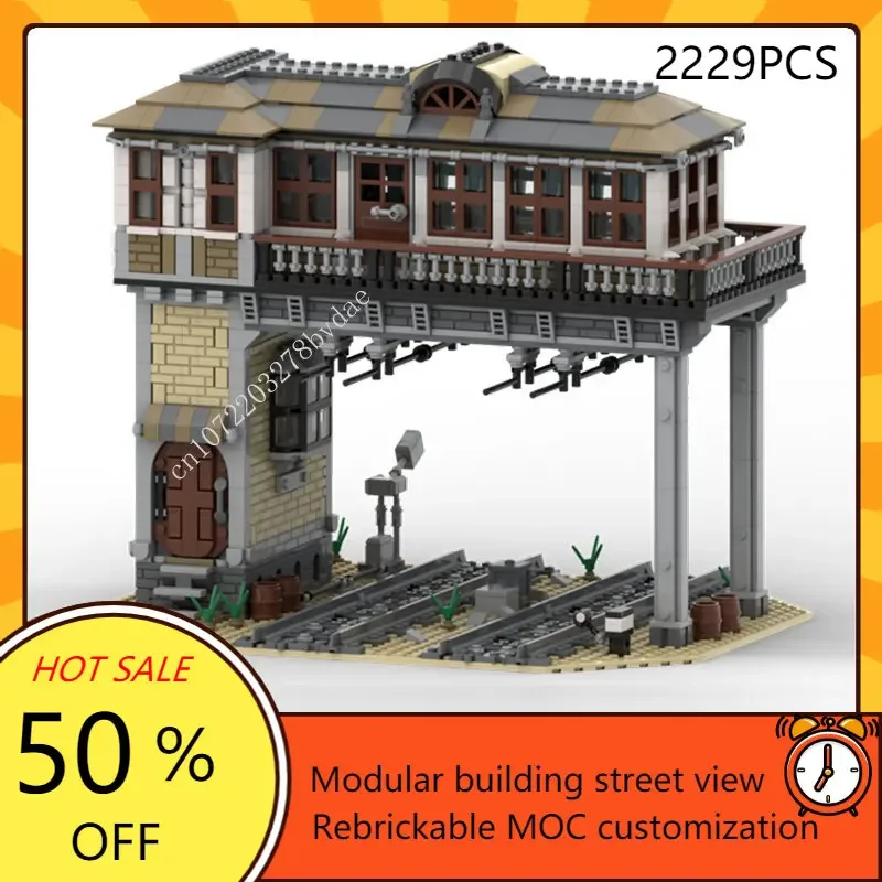 

MOC Building Block Train Platform Rail Tower House Model DIY Bricks Aassemble Toy Christmas Gifts Collection Birthday Present