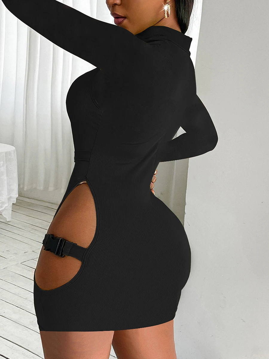 Women Long Sleeve Bodycon Dress Quick Release Buckle Cutout Party Mini Dress for Beach Cocktail Club Streetwear
Women Long Sleeve Bodycon Dress Quick Release Buckle Cutout Party Mini Dress for Beach Cocktail Club Streetwear