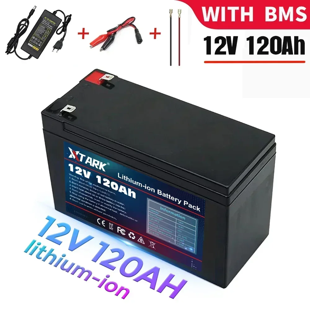 

12V Battery 120Ah 18650 Lithium Battery Pack 65A Sprayer Built-in High Current BMS Electric Vehicle Battery 12.6V 3A Charger