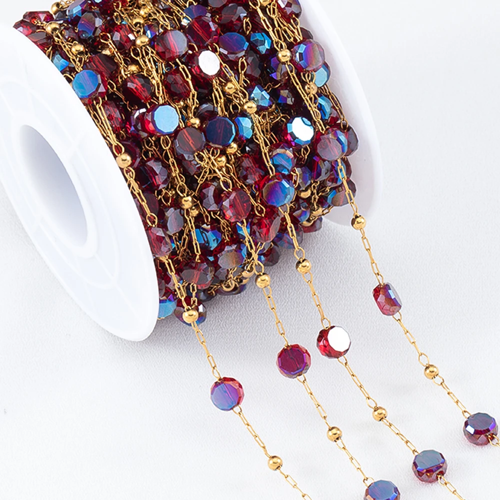 1M Stainless Steel Crystal Stone Beaded Chains Golden Link Chain for DIY Women Necklace Bracelet Chain Jewelry Making Material
1M Stainless Steel Crystal Stone Beaded Chains Golden Link Chain for DIY Women Necklace Bracelet Chain Jewelry Making Material