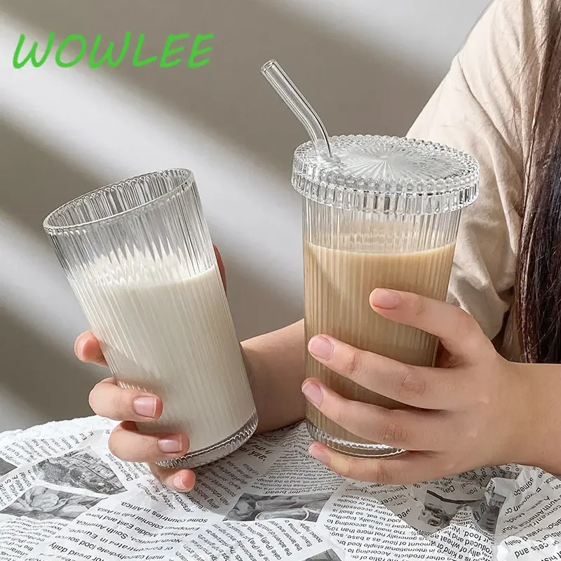 375ml Simple Stripe Glass Cup with Lid and Straw Transparent Bubble Tea Cup Juice Glass Beer Can Milk Mocha Cups Breakfast Mug
375ml Simple Stripe Glass Cup with Lid and Straw Transparent Bubble Tea Cup Juice Glass Beer Can Milk Mocha Cups Breakfast Mug