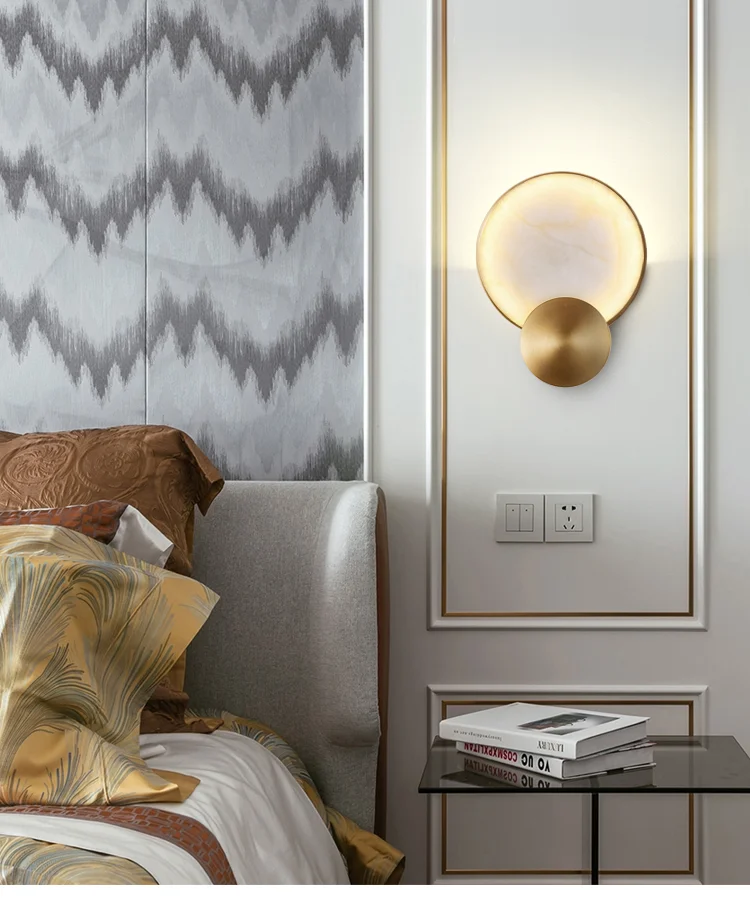 Natural Marble LED Wall Lamp Round Shape Gold Metal Free Collocation Lighting For Living Room Bedroom Aisle Tv Background Sconce Natural Marble LED Wall Lamp Round Shape Gold Metal Free Collocation Lighting For Living Room Bedroom Aisle Tv Background Sconce