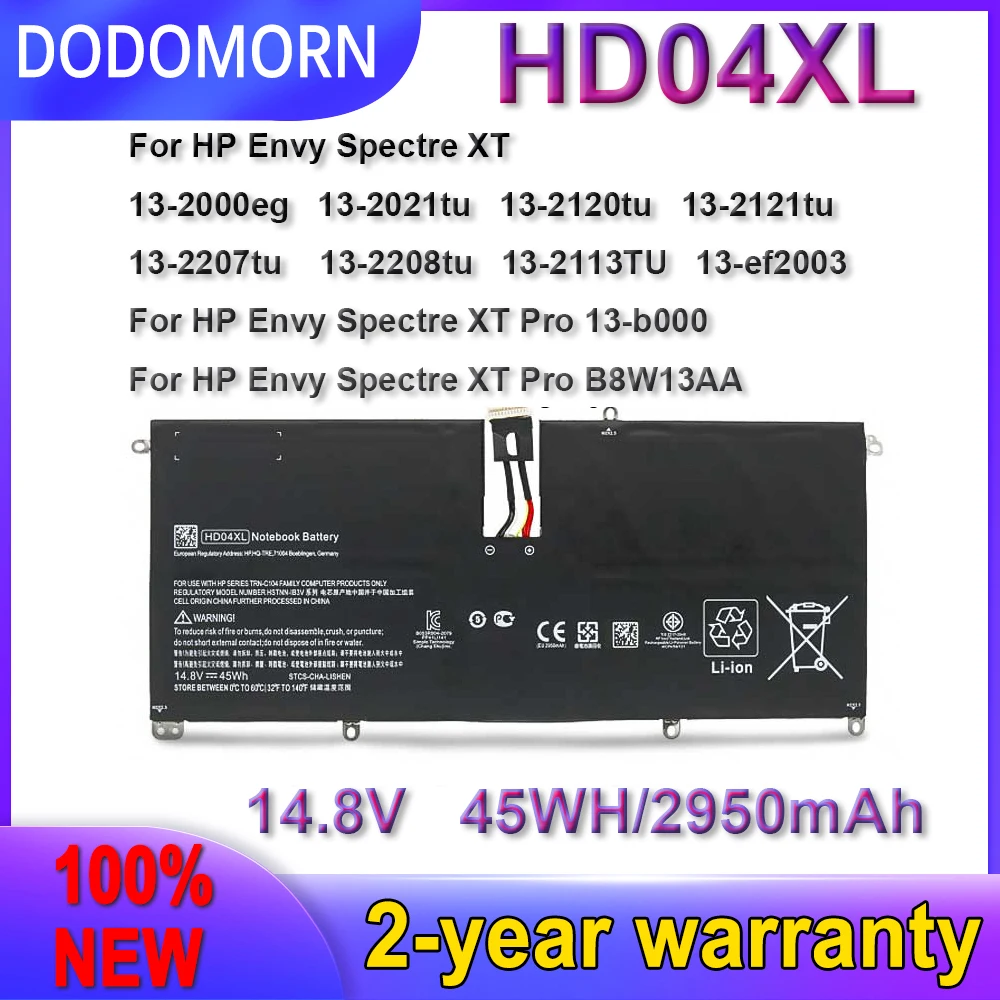 

Новый аккумулятор DODOMORN HD04XL для HP Envy Spectre XT 13-2000eg 13-2021tu 13-2120tu 13-2113TU XT Pro 13-b000 HSTNN-IB3V 685989-001