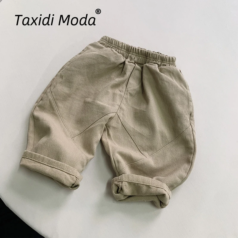 

Cotton Solid Spliced 2024 Spring Autumn New Kids Pants Casual Boys Long Trousers Korean Toddler Wear Children Clothing For 1-8Y