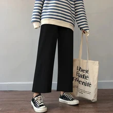 Cusual Pants Women Spring Summer Ankle-length Loose Wide Leg Elastic High Waist Oversize Black Simple Comfortable Elegant Ladies Cusual Pants Women Spring Summer Ankle-length Loose Wide Leg Elastic High Waist Oversize Black Simple Comfortable Elegant Ladies