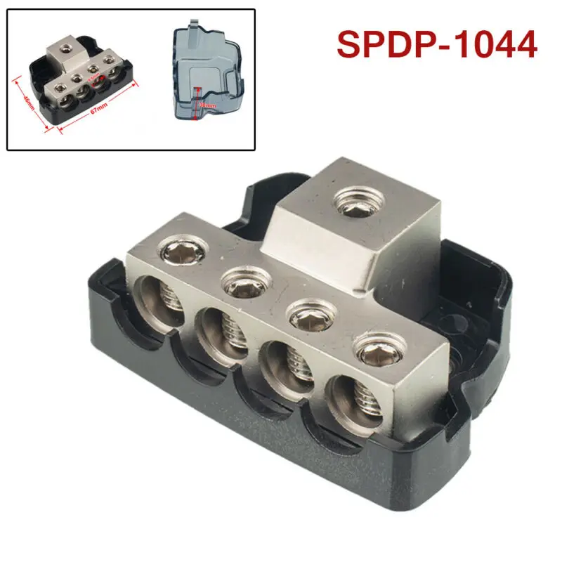 1x Distribution Block Junction Box Mini Series 1/0 Gauge In To4 Gauge Out SPDP-1044 Point Four Point Junction Box Sand Nickel
1x Distribution Block Junction Box Mini Series 1/0 Gauge In To4 Gauge Out SPDP-1044 Point Four Point Junction Box Sand Nickel