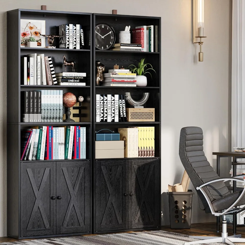 Industrial Bookshelves with Doors Set of 2 Floor Standing 6 Shelf Display Storage Shelves 70 in Tall Bookcase, Bookshelf
Industrial Bookshelves with Doors Set of 2 Floor Standing 6 Shelf Display Storage Shelves 70 in Tall Bookcase, Bookshelf