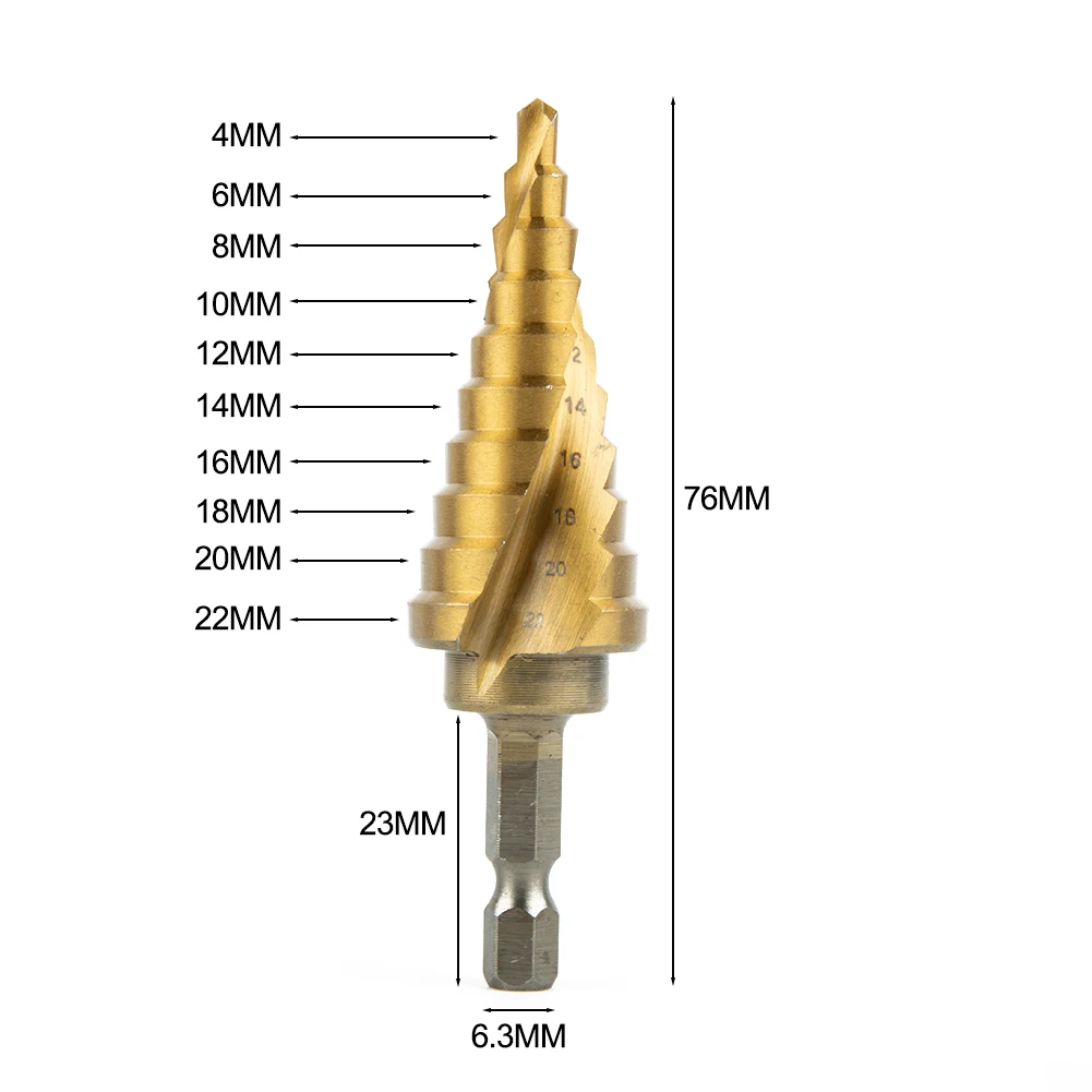 4-22mm HSS Spiral Fluted Step Cone Drill Bit Titanium Carbide Mini Hole Cutter For Drill Sheet Iron Plate Aluminum Wood PVC
4-22mm HSS Spiral Fluted Step Cone Drill Bit Titanium Carbide Mini Hole Cutter For Drill Sheet Iron Plate Aluminum Wood PVC