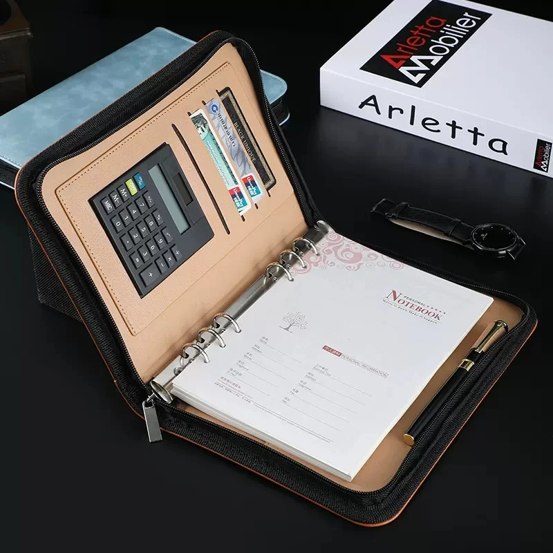 PU Leather A5 Binder Notebook Multifunctional A6 Binder Padfolio Zipper Notebook B5 With Calculator Office Supplies Custom LOGO
PU Leather A5 Binder Notebook Multifunctional A6 Binder Padfolio Zipper Notebook B5 With Calculator Office Supplies Custom LOGO