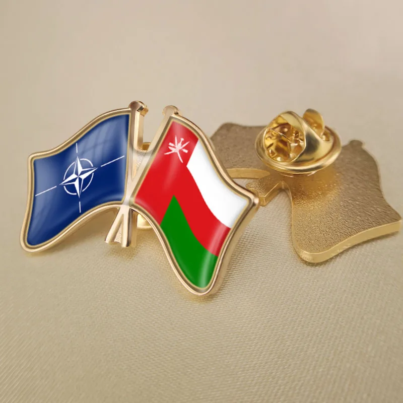 North Atlantic Treaty Organization NATO and Oman Crossed Double Friendship Flags Lapel Pins Brooch Badges
North Atlantic Treaty Organization NATO and Oman Crossed Double Friendship Flags Lapel Pins Brooch Badges